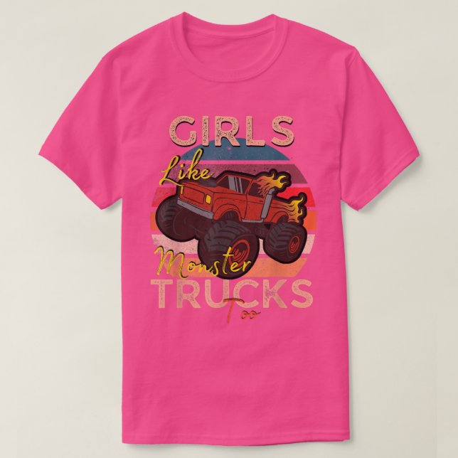 Camiseta Girls Like Monster Trucks Too Monster Truck Birthd (Frente do Design)
