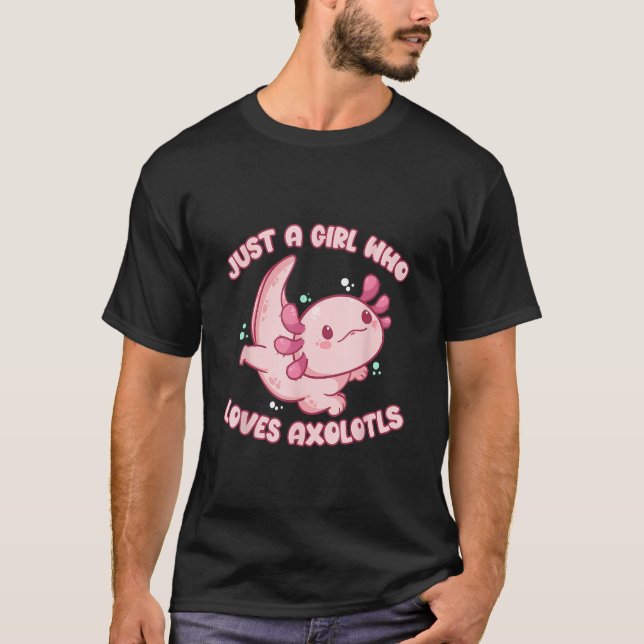 CAMISETA GIRLS LOVES AXOLOTLS CUTE  FOR KIDS BOYS GIRLS (Frente)