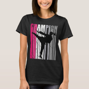 Camiseta Girls Pink Karate Birthday Colorful Cute Retro Fem