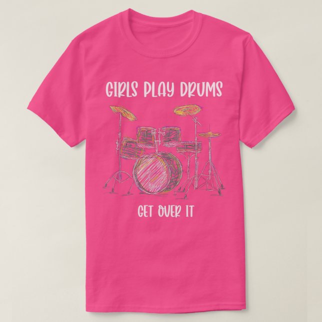 Camiseta Girls Play Drums (Frente do Design)