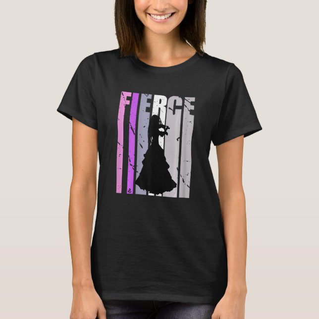 Camiseta Girls Purple Violinist Silhouette Musical Plays Th (Frente)