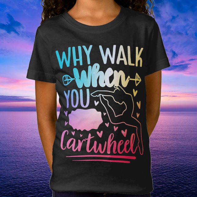 Camiseta Girls Rainbow CartWheer Gymnastics Dance Cheer (Cartwheel Rainbow Tee)