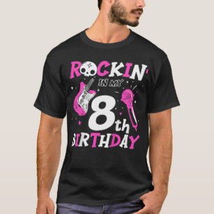 Camiseta Girls Rockstar Birthday Rock Star Themed Guitar 8t