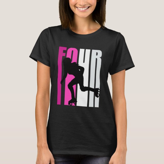 Camiseta Girls Roller Skating Birthday 4th Inline Skater Bd (Frente)
