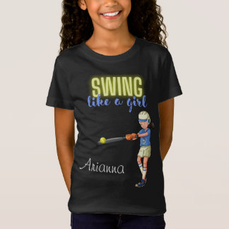 Camiseta Girls Softball Player Swing Like A Girl Softball