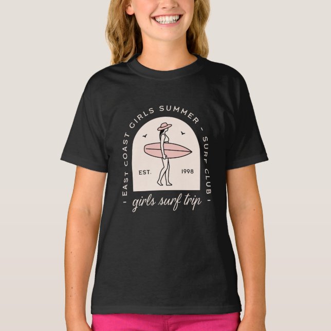 Camiseta Girls surf trip surfing club besties squad retro (Frente)