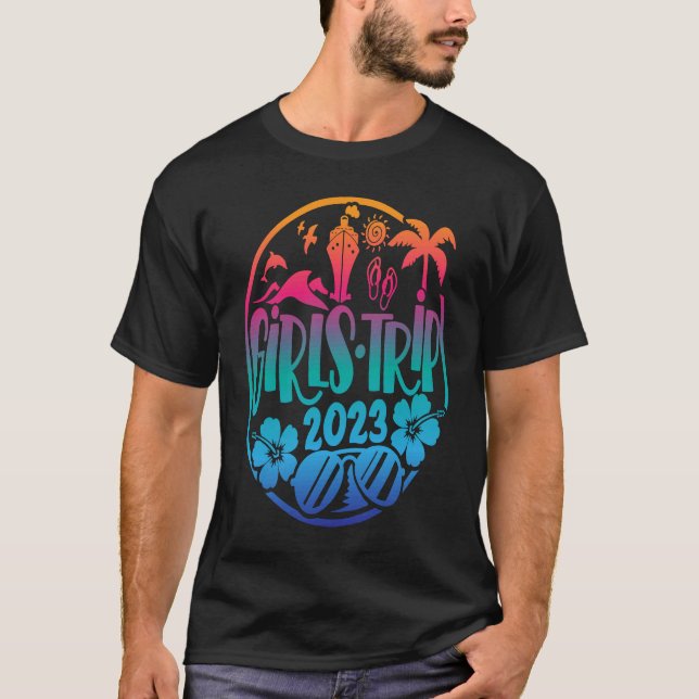 Camiseta Girls Trip 2023 Matching Group Beach Cruise Tropic (Frente)