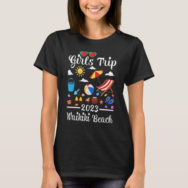 Camiseta Girls Trip 2023 Vacation Honolulu Hawaii Waikiki B (Frente)