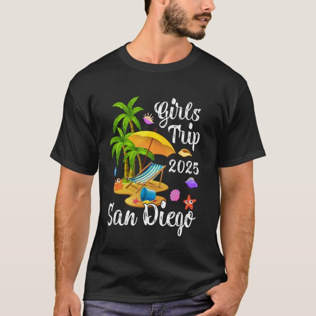 Camiseta Girls Trip 2025 Summer Vacation California San Die (Frente)