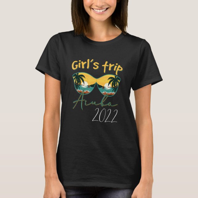 Camiseta Girls Trip Aruba 2022 Sunglass Summer Matching G (Frente)
