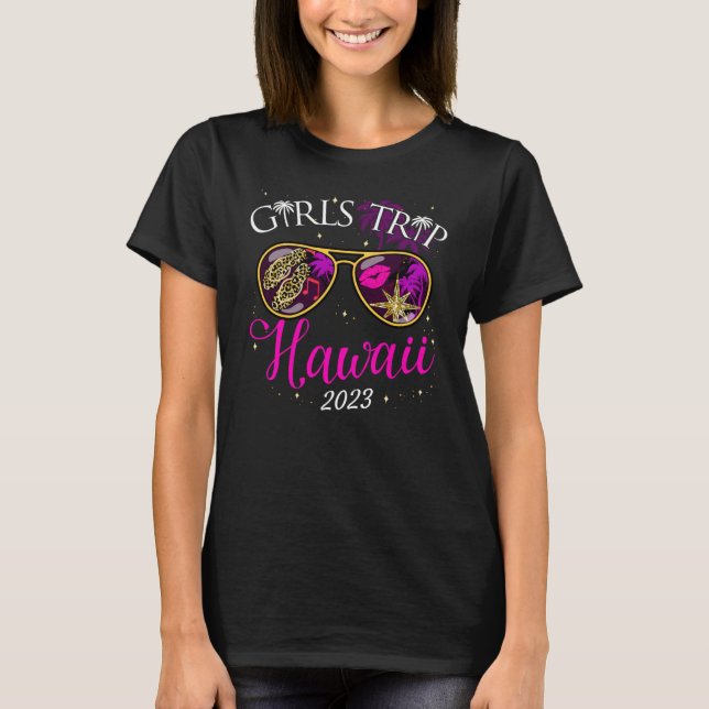 Camiseta Girls Trip Hawaii 2023 Para Férias No Fim De Seman (Frente)