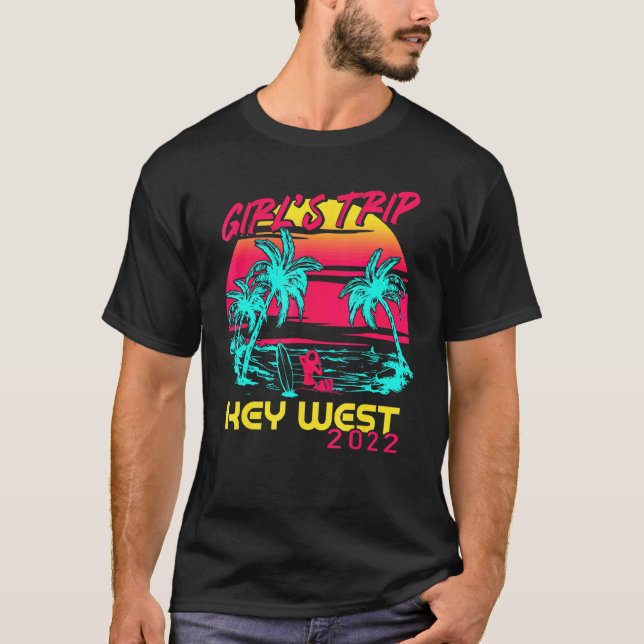 Camiseta Girls Trip Key West 2022 Florida Beach Summer Vaca (Frente)