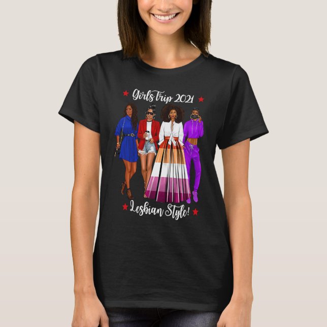 Camiseta Girls Trip Lesbian Vacation Gay Woman Hen Do Holid (Frente)