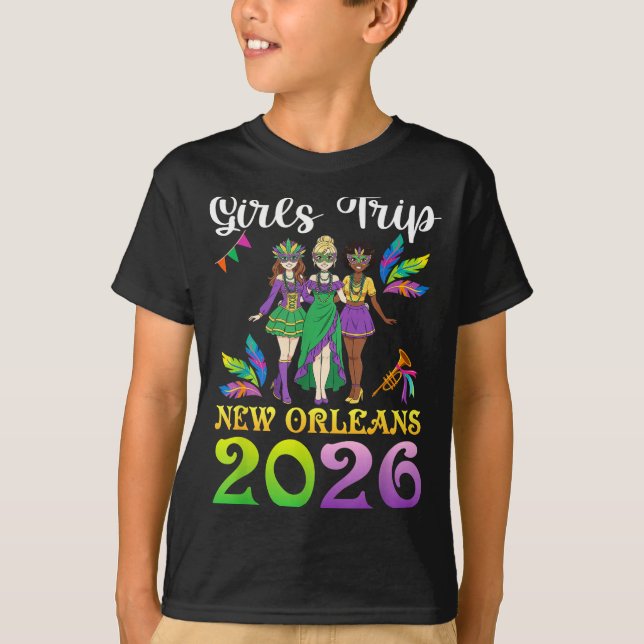 Camiseta Girls Trip New Orleans 2026 Mardi Gras Day Squad T (Frente)