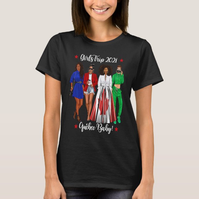 Camiseta Girls Trip Quebec Falls Vacation Black Woman Canad (Frente)