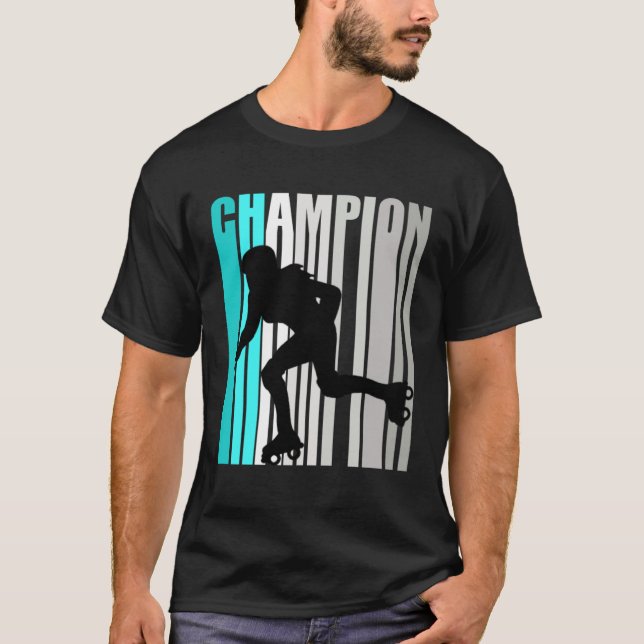 Camiseta Girls Turquoise Roller Skating Champion Roller Ska (Frente)