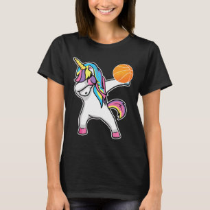 Camiseta Girls Unicorn Dabbing Bysketbyll Player