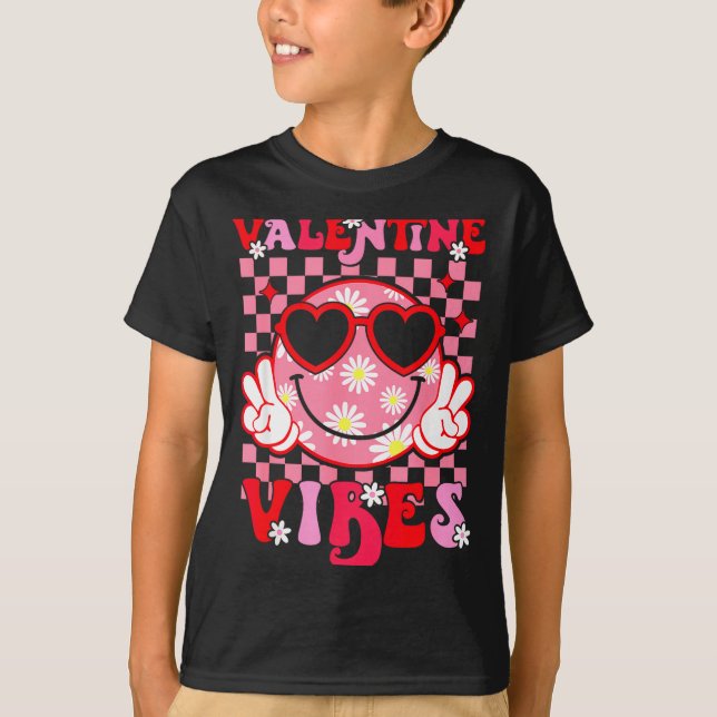 Camiseta Girls Valentines Day Cute Smile Face Valentine Vib (Frente)