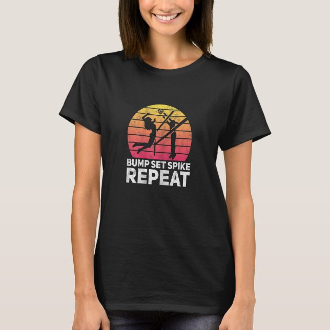 Camiseta Girls Voleibol Set Spike Repete Retro Vinta (Frente)