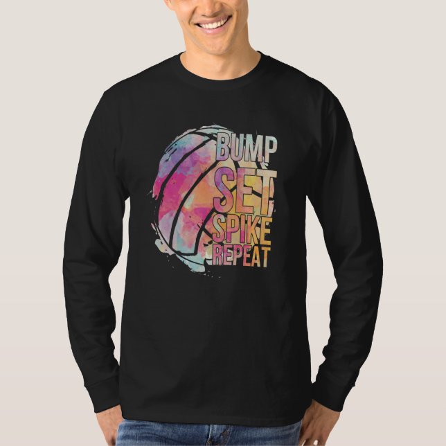 Camiseta Girls Volleyball Bump Set Spike Repeat Volleyball  (Frente)