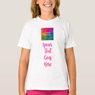 Camiseta Girls White & Pink Custom Image Text Name Modelo