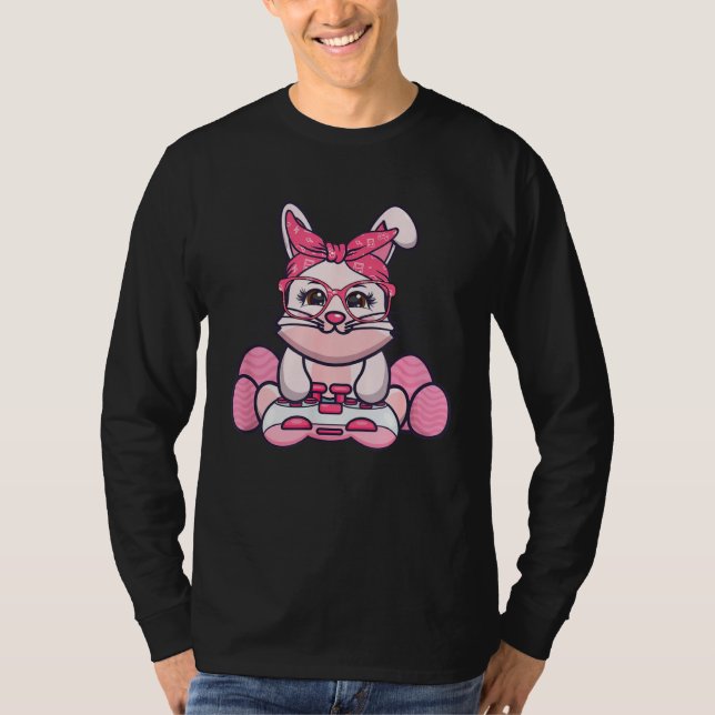 Camiseta Girls Women Video Game Easter Bunny Gaming Control (Frente)