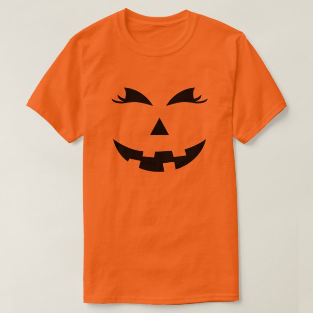 Camiseta Girly Jack O Lanterna Pumpkin Face Family Hallowee (Frente do Design)