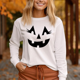 Camiseta Girly Jack O Lanterna Pumpkin Face Halloween