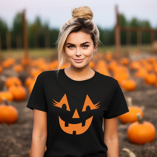 Camiseta Girly Jack O Lanterna Pumpkin Face Halloween (Criador carregado)