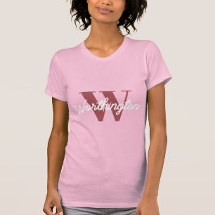 Camiseta Girly Monograma e Nome cor-de-rosa vermelho