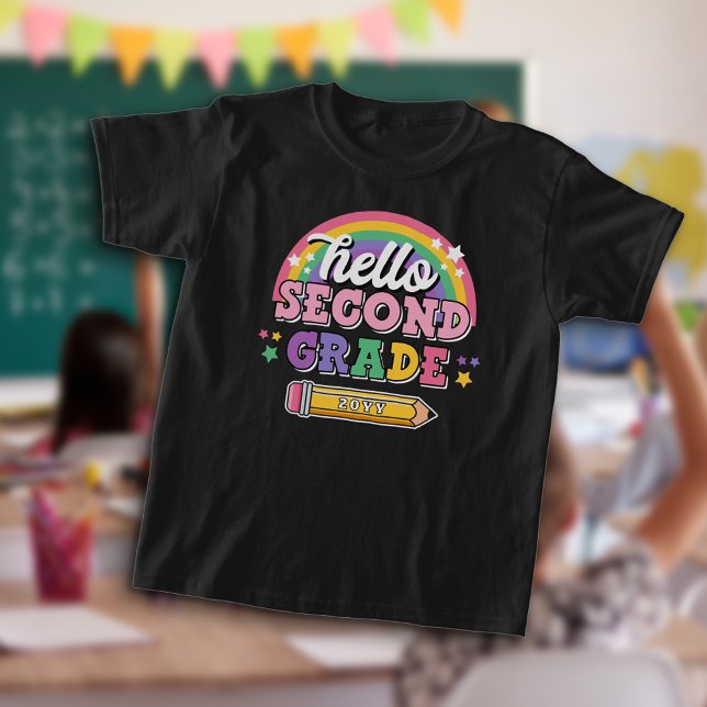 Camiseta Girly Rainbow Alô, 2º ano (Criador carregado)