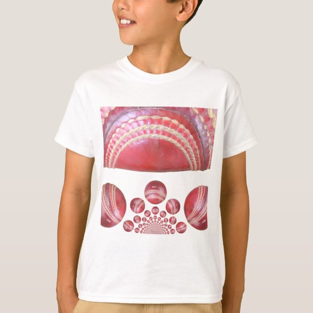Camiseta Giro de Crimson - Uma Bola Bela de Críquete Vermel (Frente)