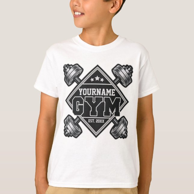 Camiseta Giro de Cruzamento de Elevação de Peso do NOME Per (Frente)