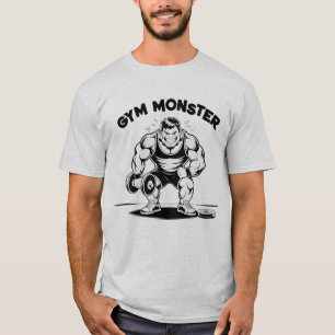 Camiseta Giro Monstro Funny Bodybuilder Levantando Cartoon