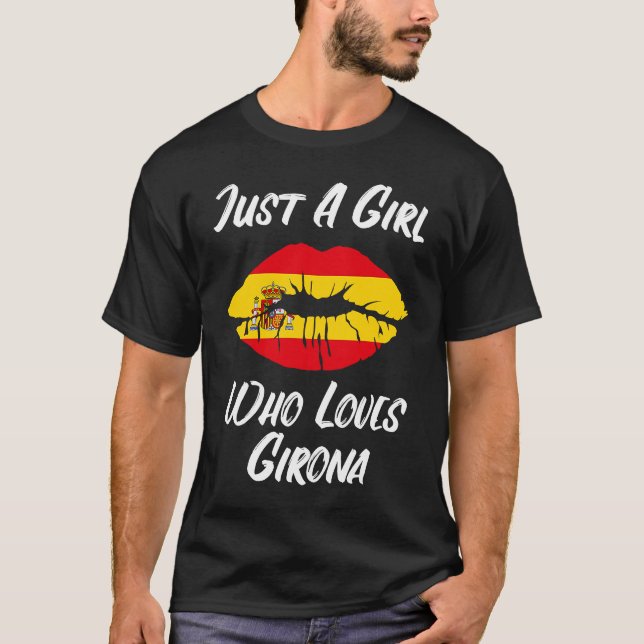Camiseta Girona Lábios Boca Amor Bandeira Espanhola (Frente)