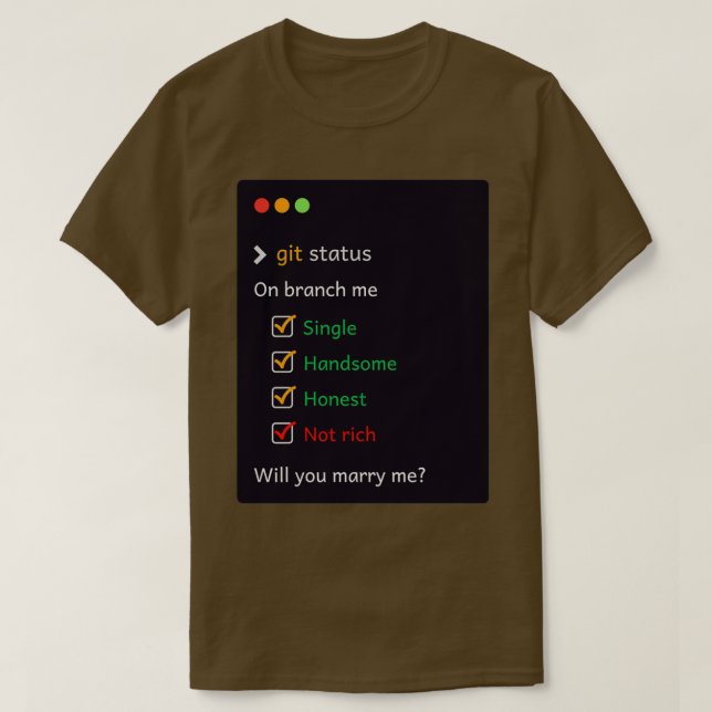 Camiseta Git status Você me casado (Frente do Design)