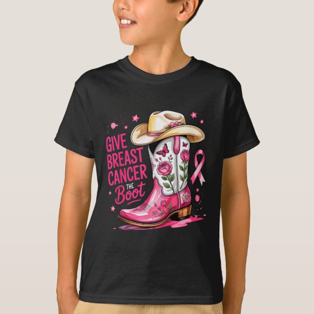Camiseta Give Breast Cancer The Boot Breast Cancer Nk Ribbo (Frente)