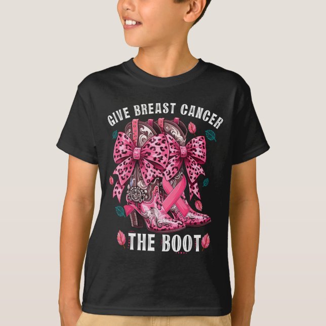 Camiseta Give Breast Cancer The Boot Nk Cowgirl Western Tee (Frente)