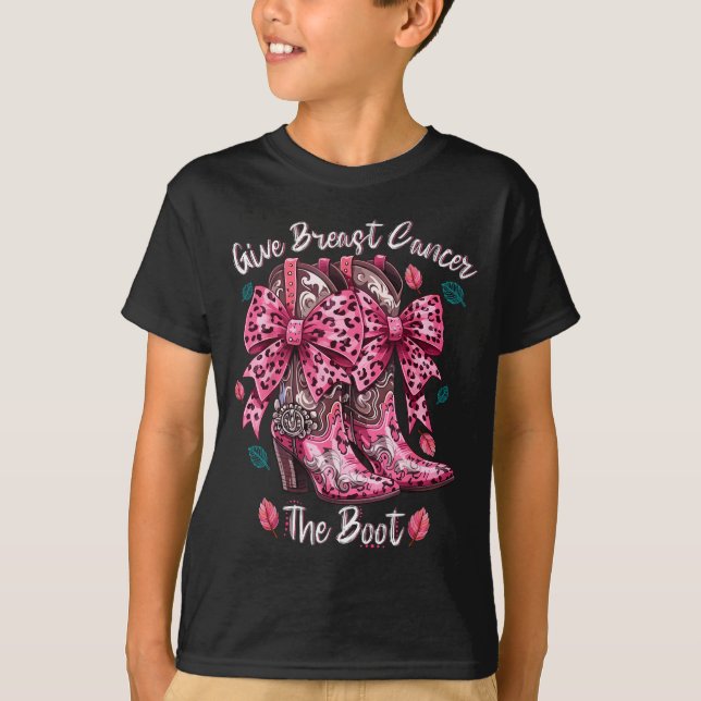 Camiseta Give Breast Cancer The Boot Nk Cowgirl Western Tee (Frente)