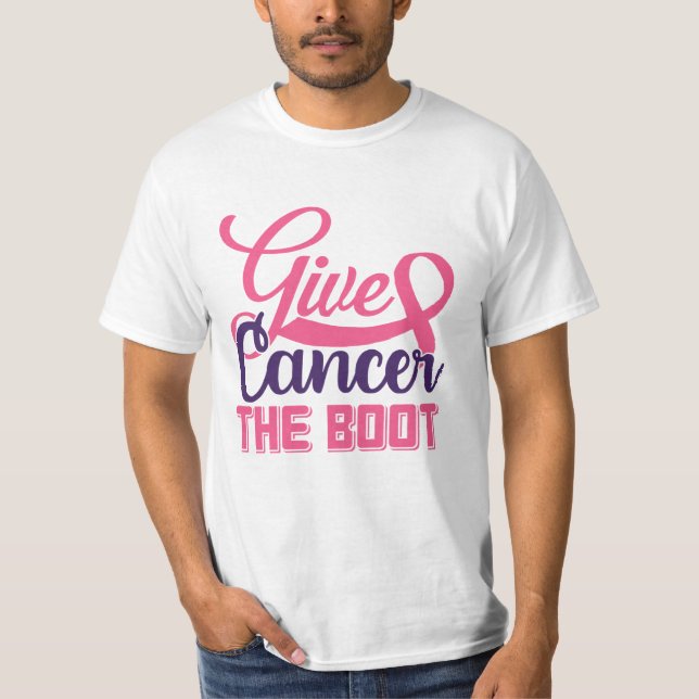 Camiseta Give Cancer The Boot Breast Cancer Awareness (Frente)