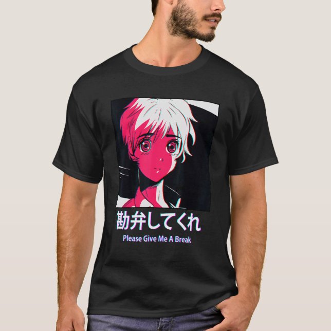 Camiseta Give Me A Break Japanese Otaku Vaporwave Aesthetic (Frente)