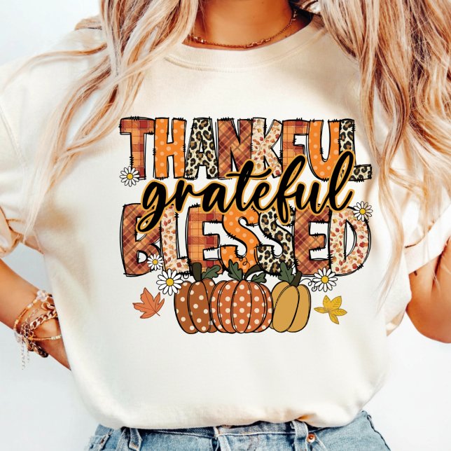 Camiseta Give Thanks T-Shirt | Floral Fall Coquette Shirt (Criador carregado)