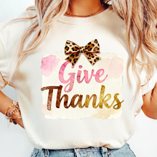 Camiseta Give Thanks T-Shirt | Floral Fall Coquette Shirt