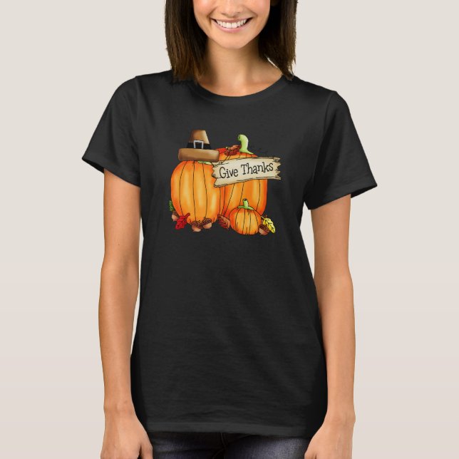 Camiseta Give Thanks To The Lord Pumpkins (Frente)