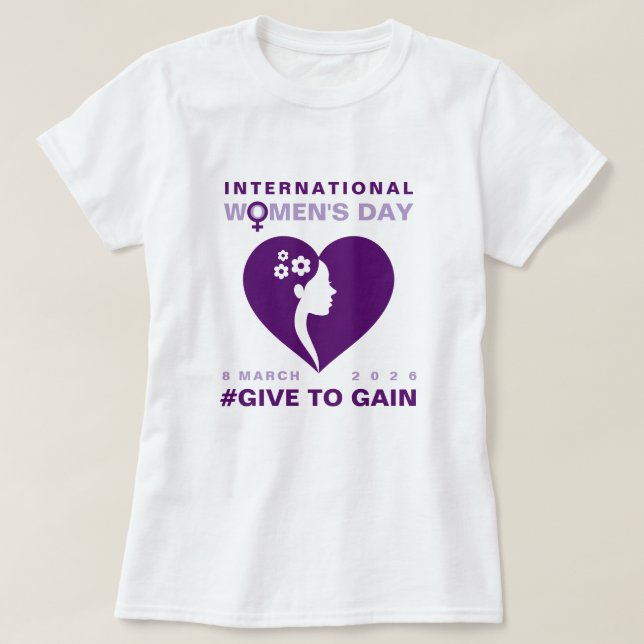 Camiseta Give To Gain International Women's Day 2026 (Frente do Design)