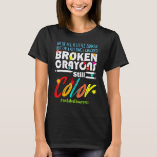 Camiseta Giz Crayons Ainda Colorem Conscientização sobre Sa