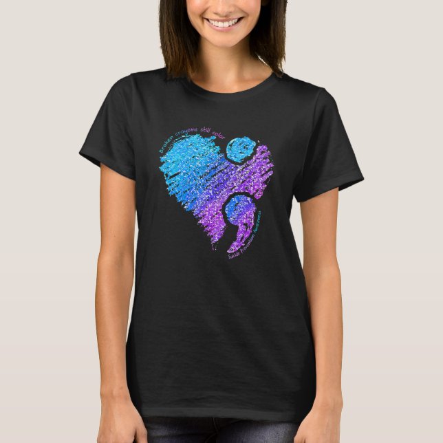 Camiseta Giz Crayons Quebrados Ainda Colorem Conscientizaçã (Frente)