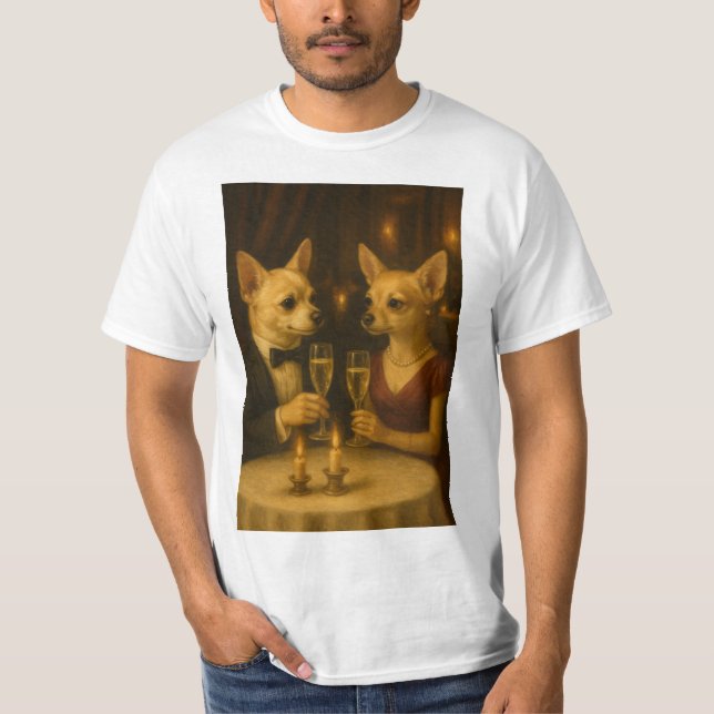 Camiseta Gizmo’s Romantic Dinner – Champagne & Love (Frente)