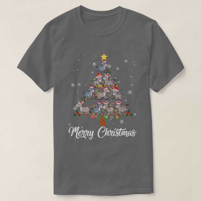 Camiseta GJAw Donkey Christmas Tree Pajama Merry Xmas Donke (Frente do Design)