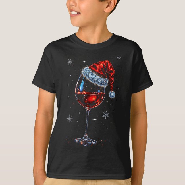 Camiseta Gl Of Red Wine Santa Hat Christmas 2025 Women Men  (Frente)